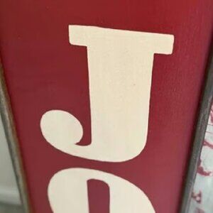 NEW 30" H Pottery Barn Red Painted Wood JOY Weathered Christmas Wall Sign